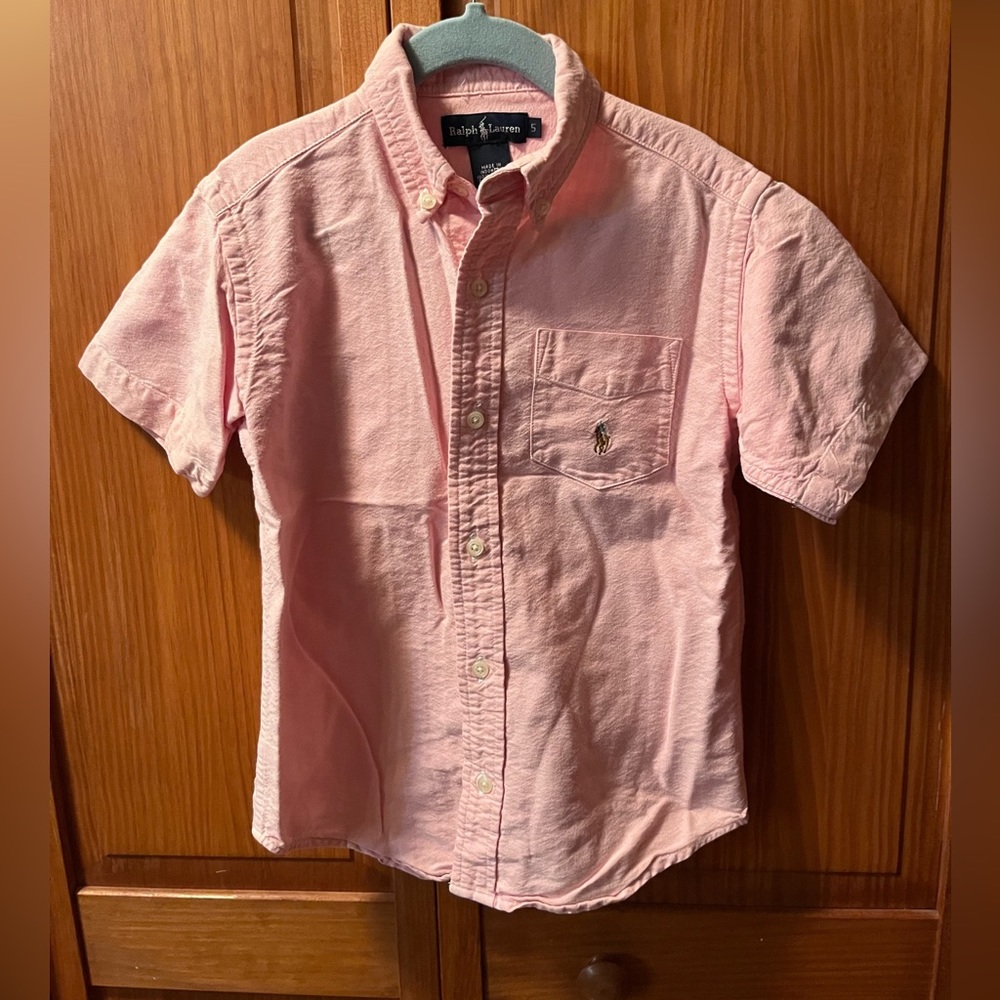 Ralph Lauren pink short sleeve button down shirt